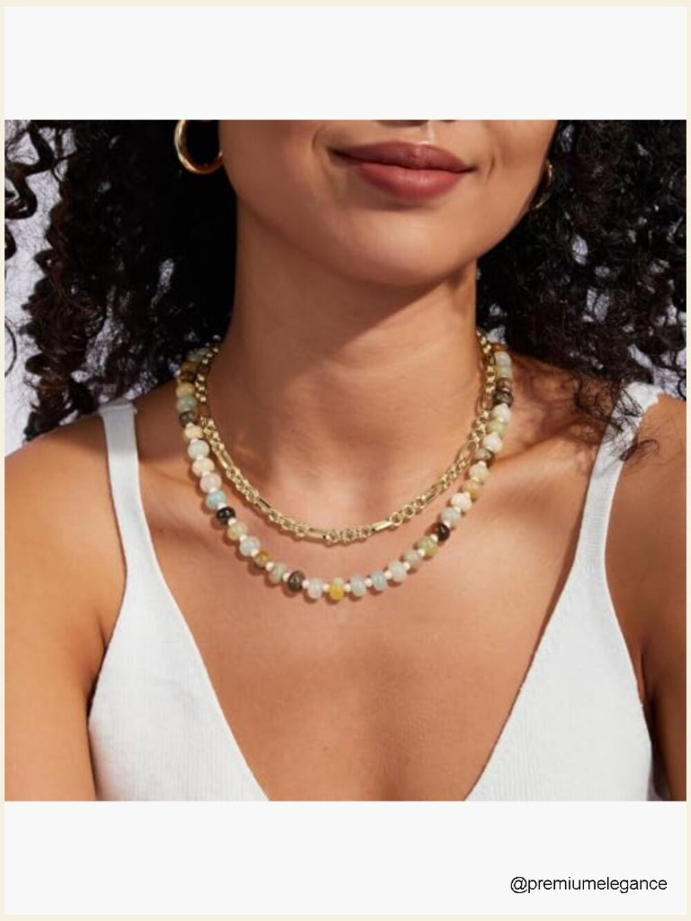 Beaded Gemstone Choker Necklace Handmade Boho Gold Plated - Picture 2 of 7